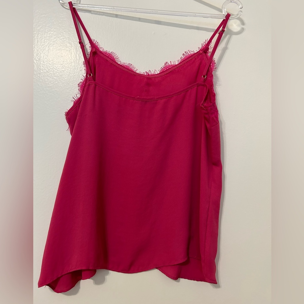 Pink cami with lace trim